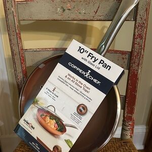 10" Fry Pan with Glass Lid - Brown